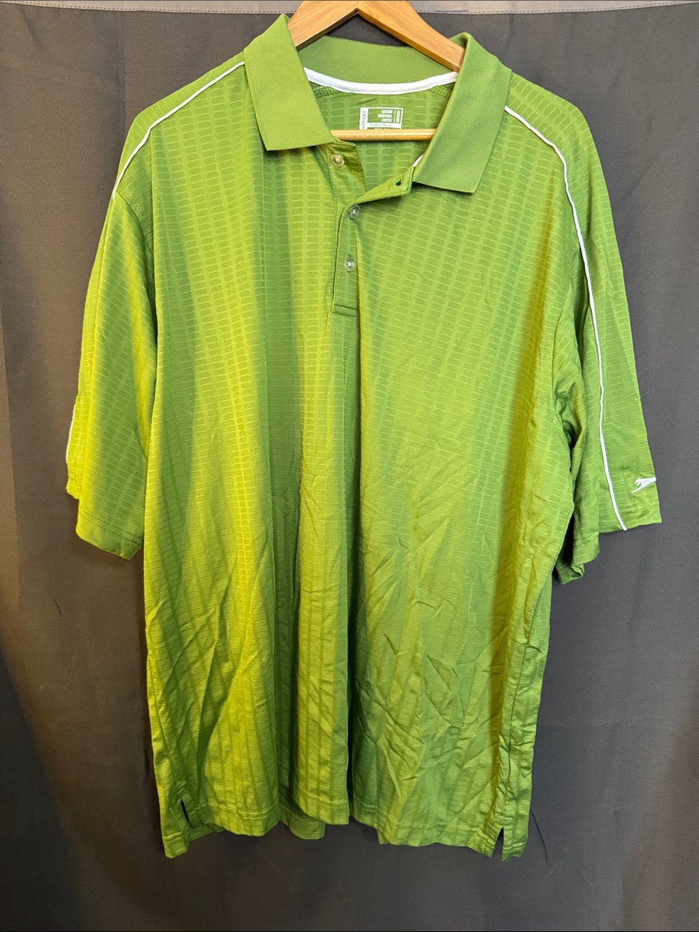 Slazenger Lime Green Short-Sleeve Polo with White Piping